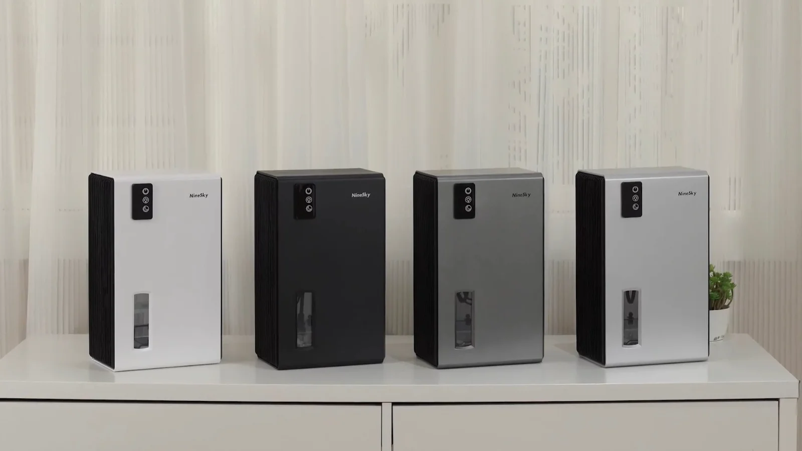 Four finishes of the same machine, side by side.